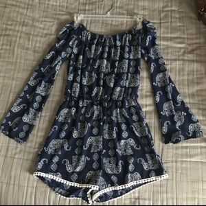 Elephant Navy Blue Romper